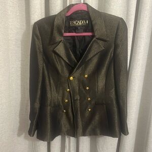 Escada Gold Shimmer undertone Double Breasted Blazer size 38 women’s excellent